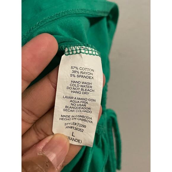 Ambiance Womens Fitted Crop Top Large Green Ruched Short Sleeve Grunge Y2K READ - Picture 4 of 9